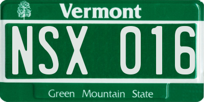 VT license plate NSX016