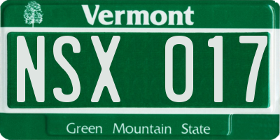 VT license plate NSX017