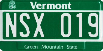 VT license plate NSX019