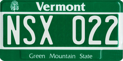 VT license plate NSX022