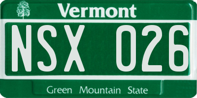VT license plate NSX026