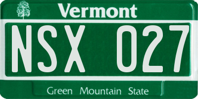 VT license plate NSX027