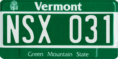 VT license plate NSX031