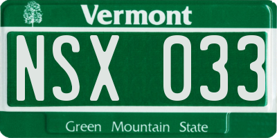 VT license plate NSX033