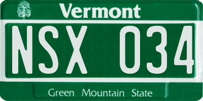 VT license plate NSX034