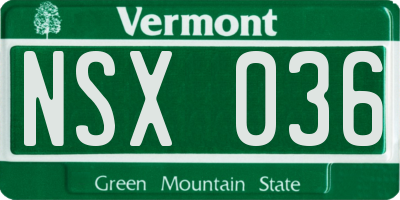VT license plate NSX036