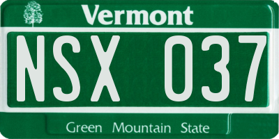 VT license plate NSX037