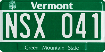 VT license plate NSX041