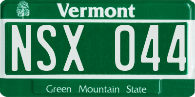VT license plate NSX044