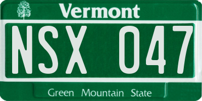 VT license plate NSX047