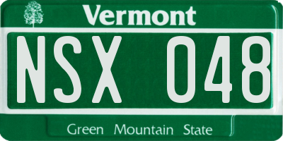 VT license plate NSX048
