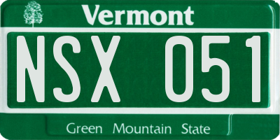 VT license plate NSX051