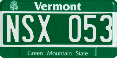 VT license plate NSX053