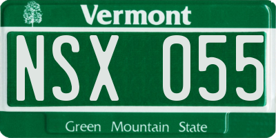 VT license plate NSX055