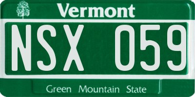 VT license plate NSX059