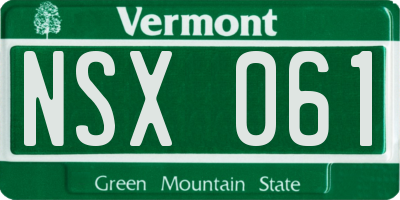 VT license plate NSX061