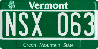 VT license plate NSX063
