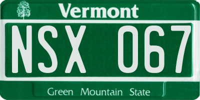 VT license plate NSX067