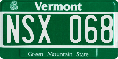 VT license plate NSX068
