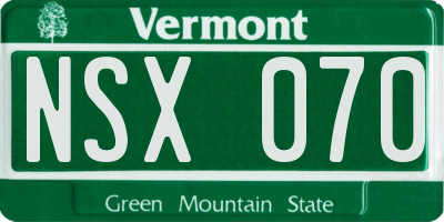 VT license plate NSX070