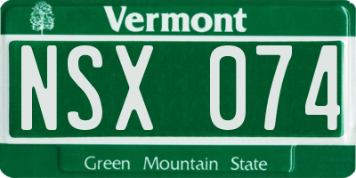 VT license plate NSX074