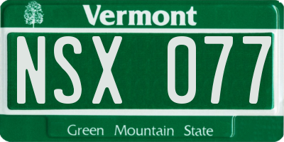 VT license plate NSX077
