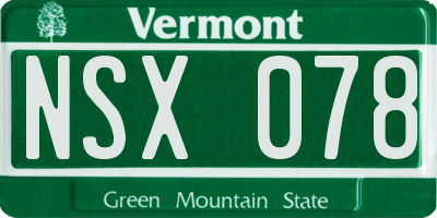 VT license plate NSX078