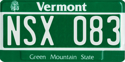 VT license plate NSX083