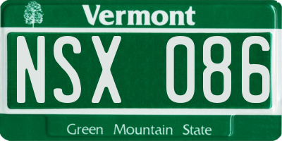 VT license plate NSX086