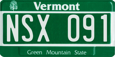 VT license plate NSX091