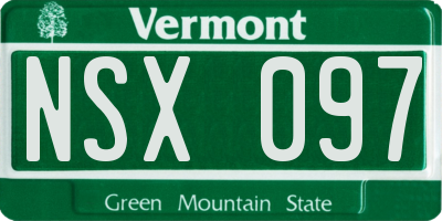 VT license plate NSX097