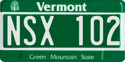 VT license plate NSX102
