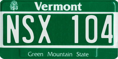 VT license plate NSX104