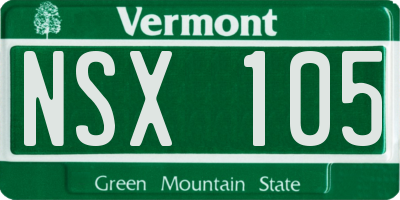 VT license plate NSX105