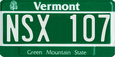 VT license plate NSX107