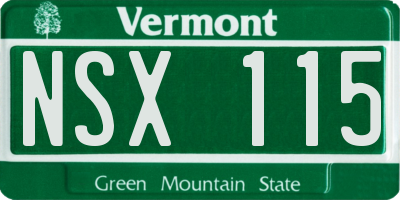 VT license plate NSX115