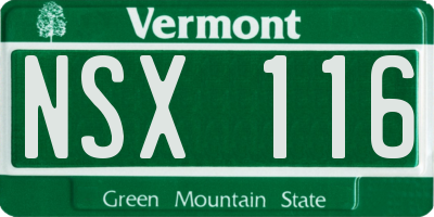 VT license plate NSX116