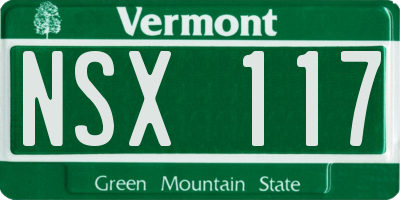 VT license plate NSX117