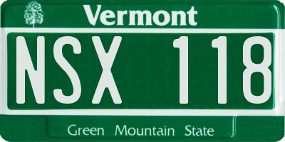 VT license plate NSX118
