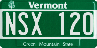 VT license plate NSX120