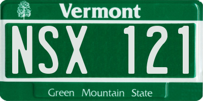 VT license plate NSX121