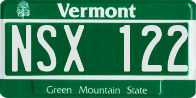 VT license plate NSX122