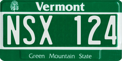 VT license plate NSX124