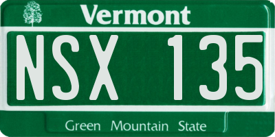 VT license plate NSX135