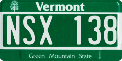 VT license plate NSX138