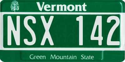 VT license plate NSX142