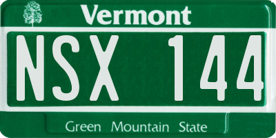 VT license plate NSX144