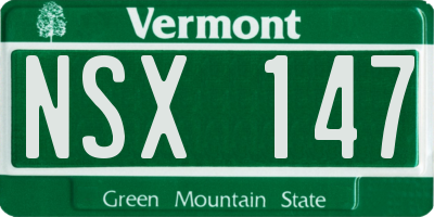 VT license plate NSX147