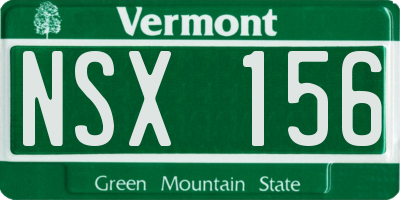 VT license plate NSX156