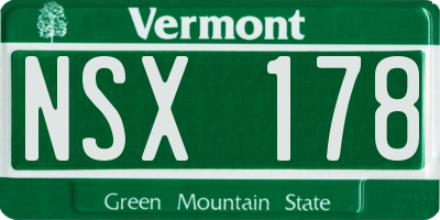 VT license plate NSX178